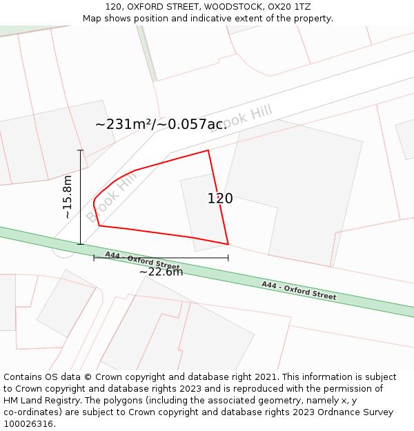 120, OXFORD STREET, WOODSTOCK, OX20 1TZ: Plot and title map