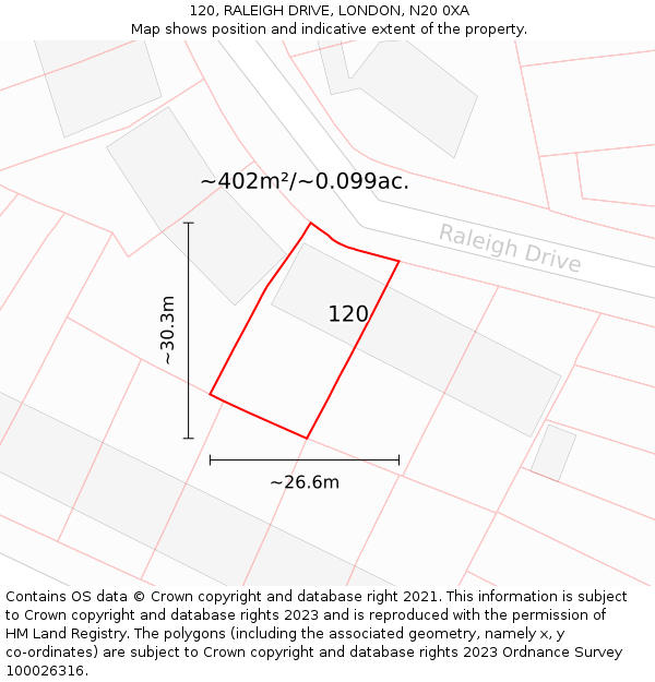 120, RALEIGH DRIVE, LONDON, N20 0XA: Plot and title map