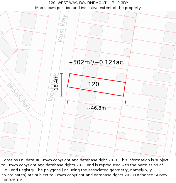 120, WEST WAY, BOURNEMOUTH, BH9 3DY: Plot and title map