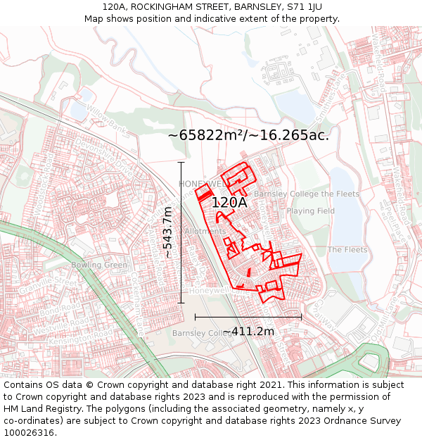 120A, ROCKINGHAM STREET, BARNSLEY, S71 1JU: Plot and title map