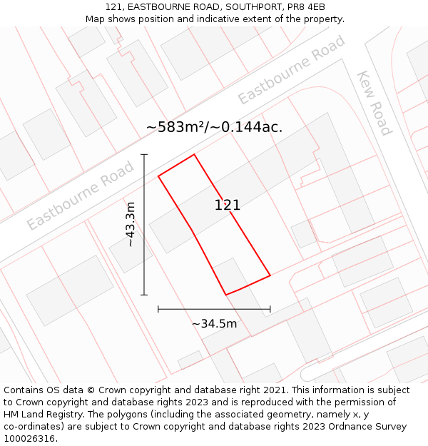 121, EASTBOURNE ROAD, SOUTHPORT, PR8 4EB: Plot and title map