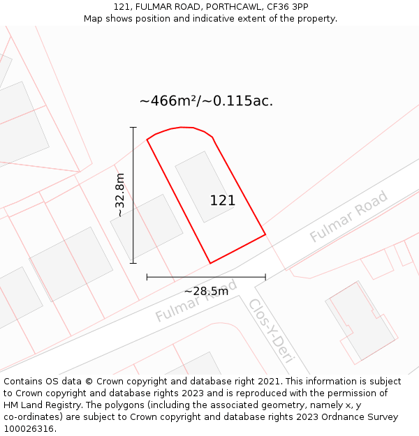 121, FULMAR ROAD, PORTHCAWL, CF36 3PP: Plot and title map