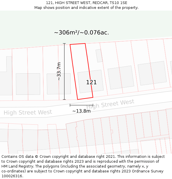 121, HIGH STREET WEST, REDCAR, TS10 1SE: Plot and title map