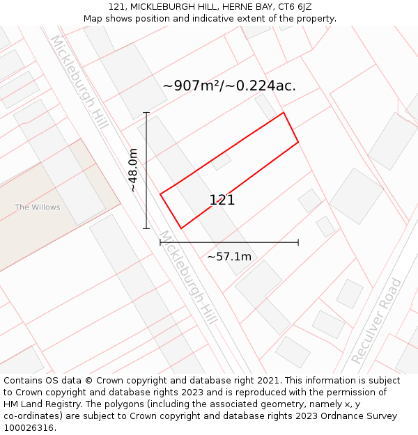 121, MICKLEBURGH HILL, HERNE BAY, CT6 6JZ: Plot and title map