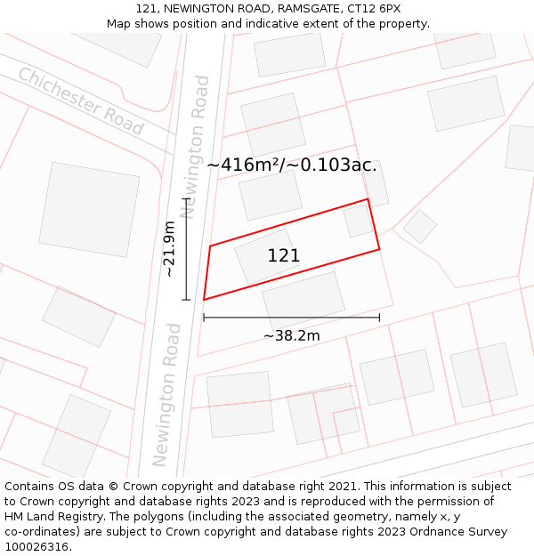 121, NEWINGTON ROAD, RAMSGATE, CT12 6PX: Plot and title map