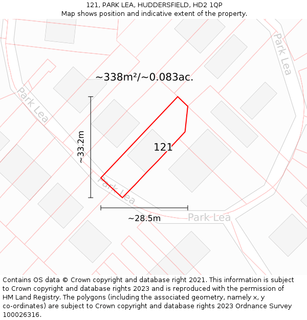 121, PARK LEA, HUDDERSFIELD, HD2 1QP: Plot and title map