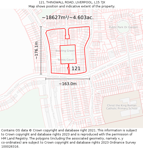 121, THINGWALL ROAD, LIVERPOOL, L15 7JX: Plot and title map