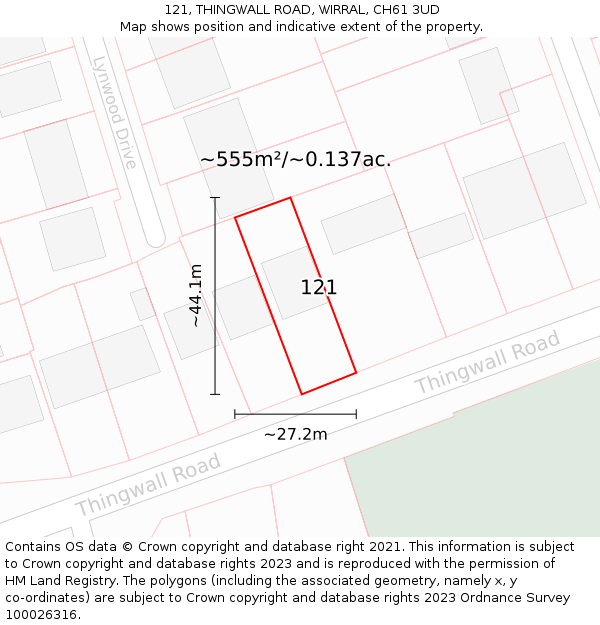 121, THINGWALL ROAD, WIRRAL, CH61 3UD: Plot and title map