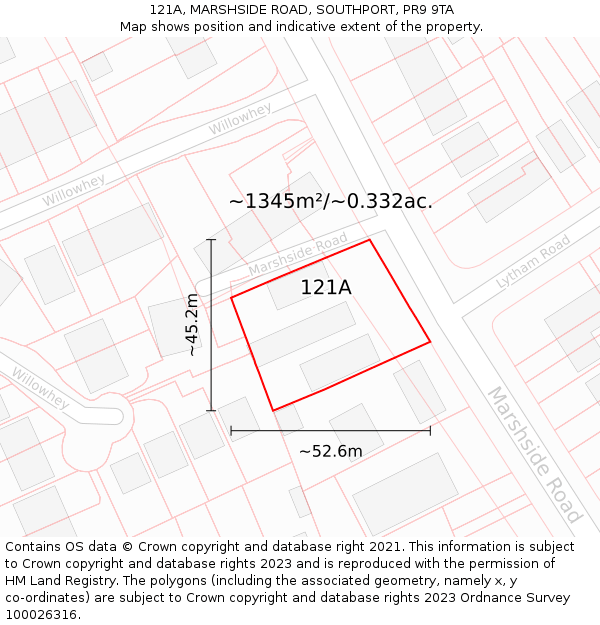 121A, MARSHSIDE ROAD, SOUTHPORT, PR9 9TA: Plot and title map