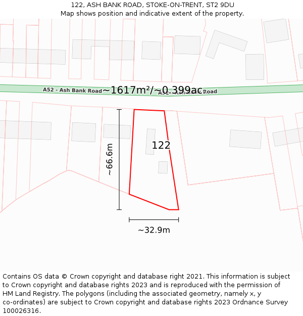 122, ASH BANK ROAD, STOKE-ON-TRENT, ST2 9DU: Plot and title map