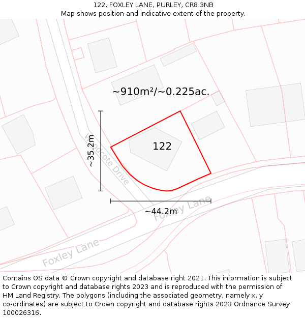 122, FOXLEY LANE, PURLEY, CR8 3NB: Plot and title map