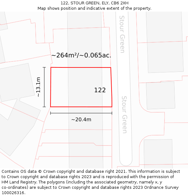 122, STOUR GREEN, ELY, CB6 2XH: Plot and title map