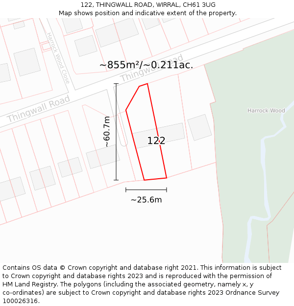 122, THINGWALL ROAD, WIRRAL, CH61 3UG: Plot and title map