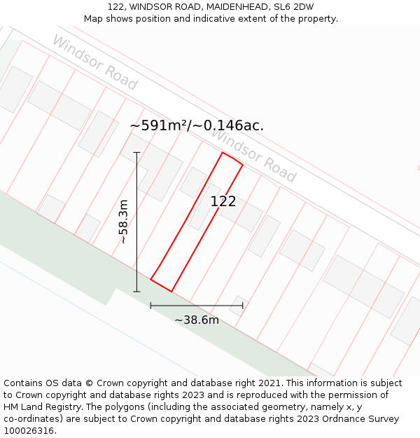 122, WINDSOR ROAD, MAIDENHEAD, SL6 2DW: Plot and title map