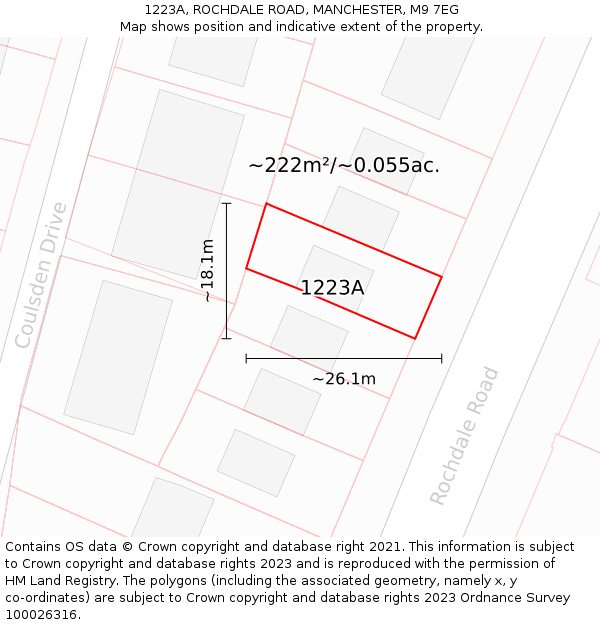 1223A, ROCHDALE ROAD, MANCHESTER, M9 7EG: Plot and title map