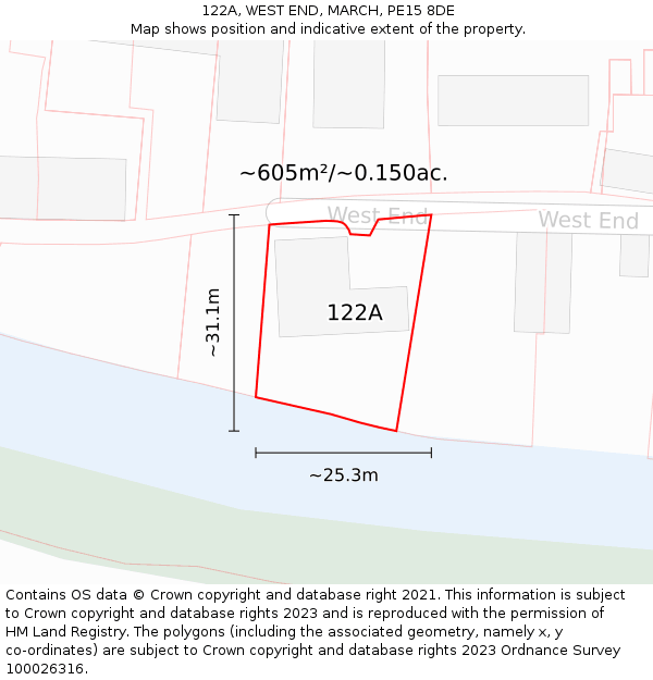 122A, WEST END, MARCH, PE15 8DE: Plot and title map