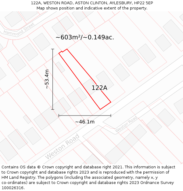 122A, WESTON ROAD, ASTON CLINTON, AYLESBURY, HP22 5EP: Plot and title map