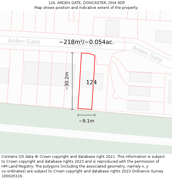 124, ARDEN GATE, DONCASTER, DN4 9DP: Plot and title map