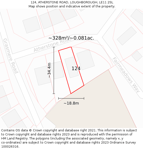 124, ATHERSTONE ROAD, LOUGHBOROUGH, LE11 2SL: Plot and title map
