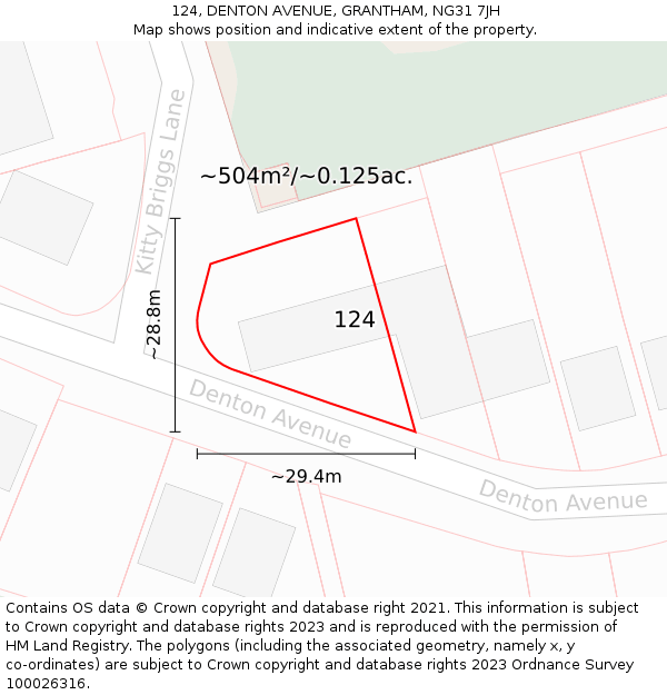 124, DENTON AVENUE, GRANTHAM, NG31 7JH: Plot and title map