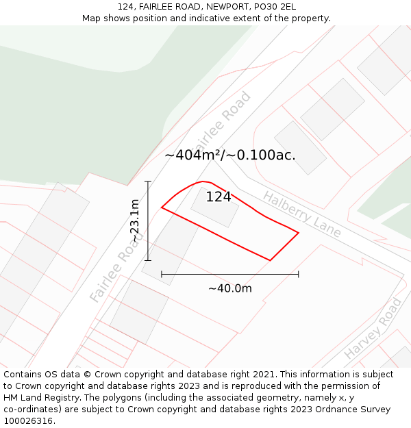 124, FAIRLEE ROAD, NEWPORT, PO30 2EL: Plot and title map
