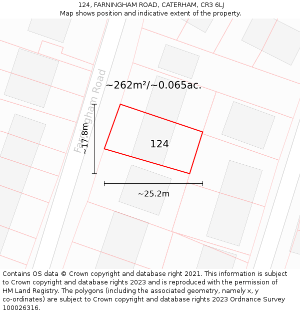 124, FARNINGHAM ROAD, CATERHAM, CR3 6LJ: Plot and title map