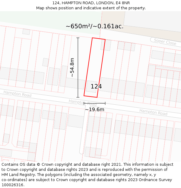 124, HAMPTON ROAD, LONDON, E4 8NR: Plot and title map