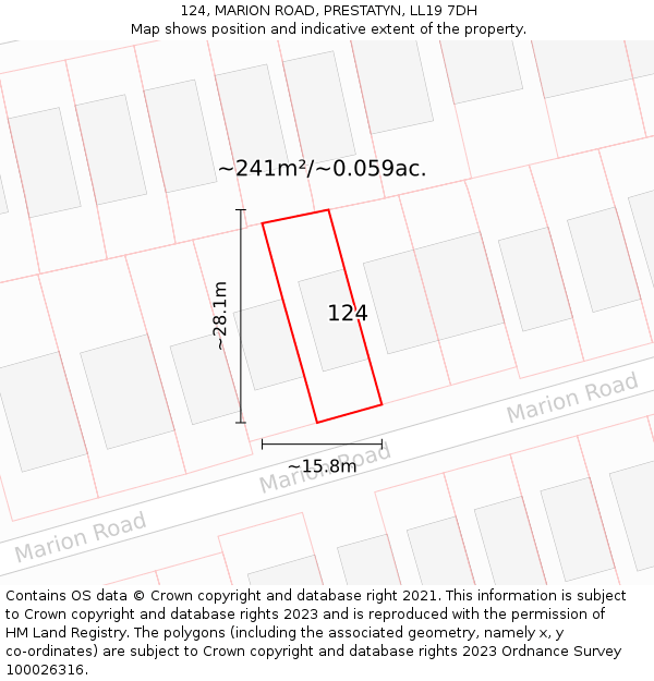 124, MARION ROAD, PRESTATYN, LL19 7DH: Plot and title map