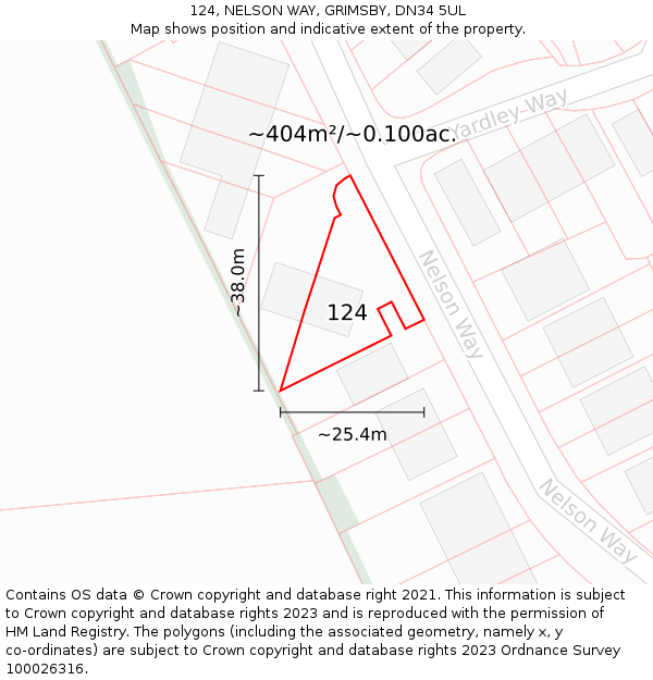 124, NELSON WAY, GRIMSBY, DN34 5UL: Plot and title map