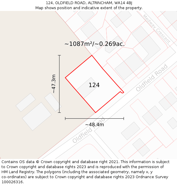 124, OLDFIELD ROAD, ALTRINCHAM, WA14 4BJ: Plot and title map