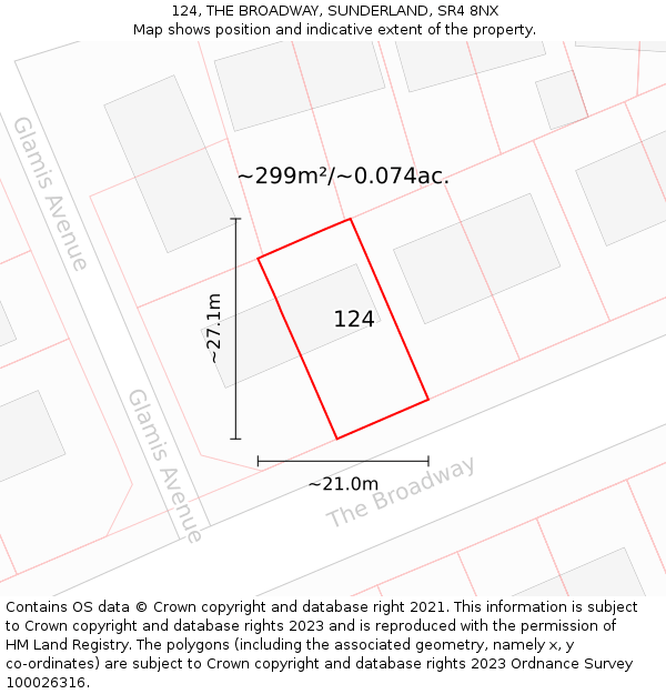 124, THE BROADWAY, SUNDERLAND, SR4 8NX: Plot and title map