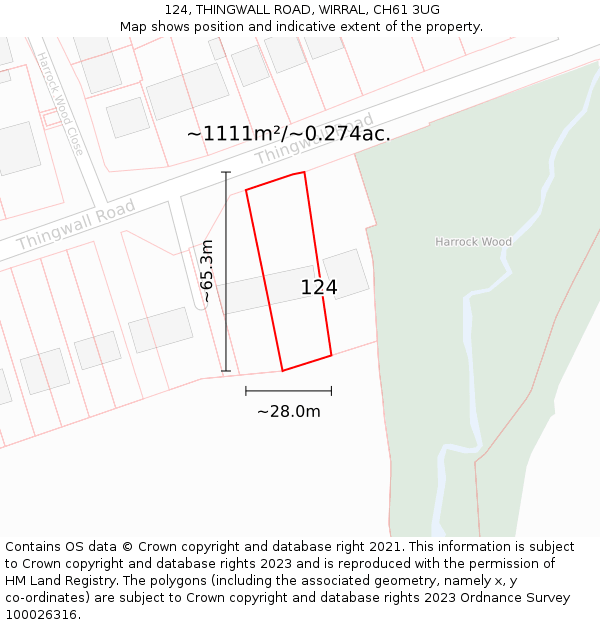 124, THINGWALL ROAD, WIRRAL, CH61 3UG: Plot and title map