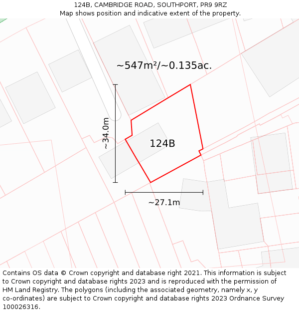 124B, CAMBRIDGE ROAD, SOUTHPORT, PR9 9RZ: Plot and title map