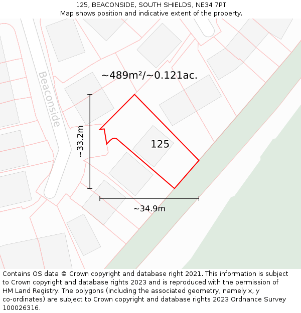 125, BEACONSIDE, SOUTH SHIELDS, NE34 7PT: Plot and title map