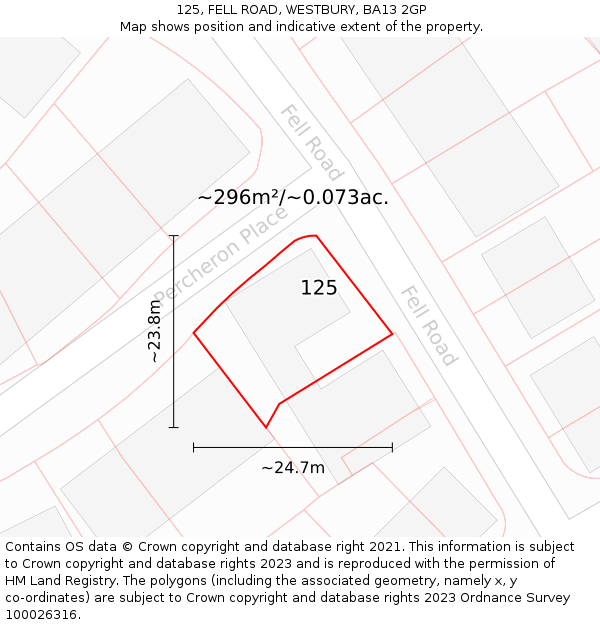 125, FELL ROAD, WESTBURY, BA13 2GP: Plot and title map