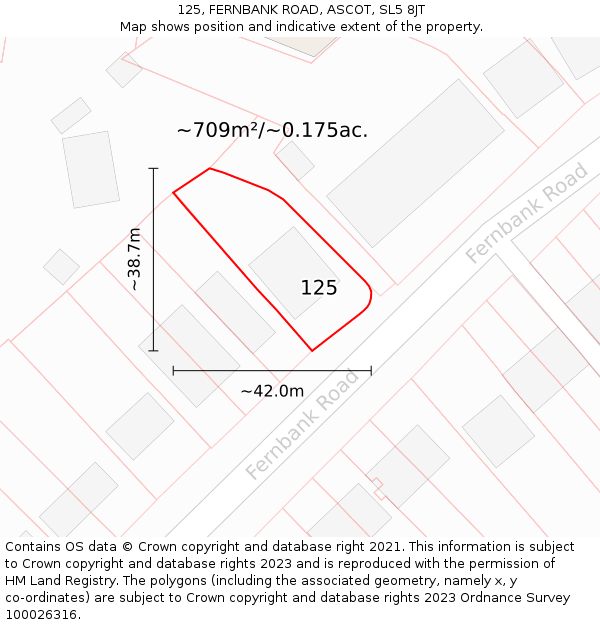 125, FERNBANK ROAD, ASCOT, SL5 8JT: Plot and title map