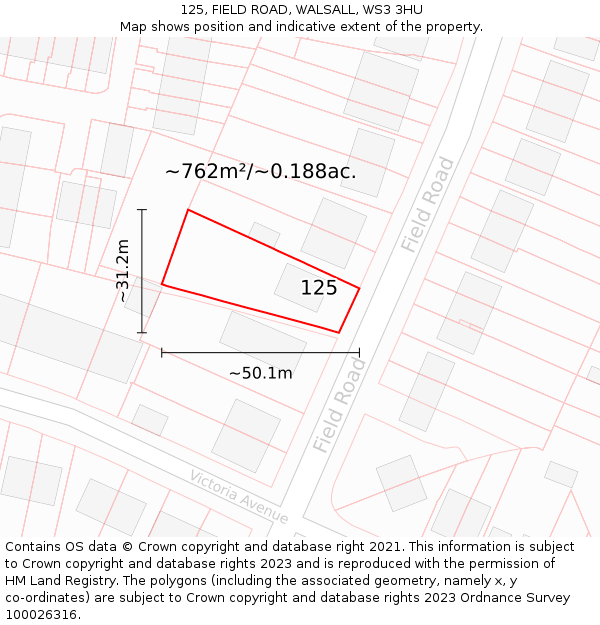 125, FIELD ROAD, WALSALL, WS3 3HU: Plot and title map