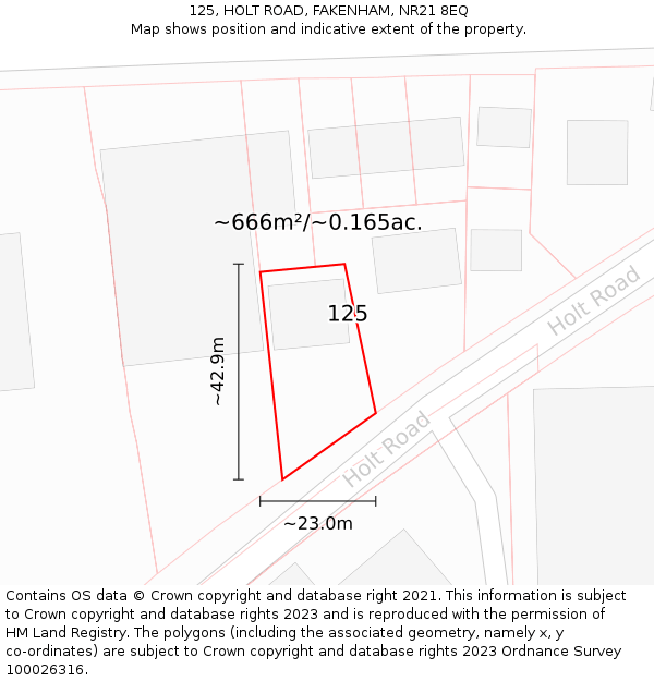 125, HOLT ROAD, FAKENHAM, NR21 8EQ: Plot and title map