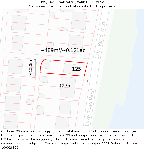 125, LAKE ROAD WEST, CARDIFF, CF23 5PJ: Plot and title map