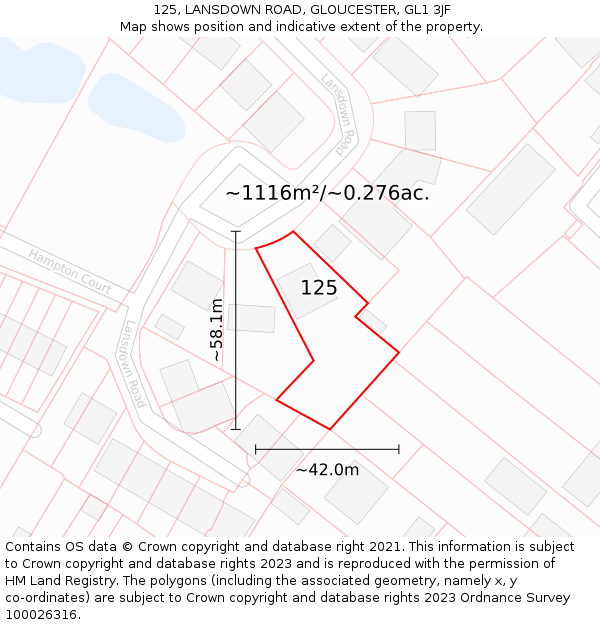 125, LANSDOWN ROAD, GLOUCESTER, GL1 3JF: Plot and title map