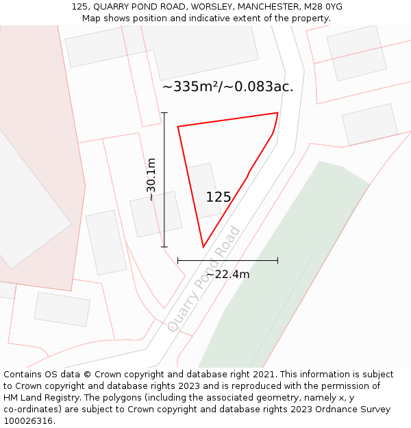 125, QUARRY POND ROAD, WORSLEY, MANCHESTER, M28 0YG: Plot and title map