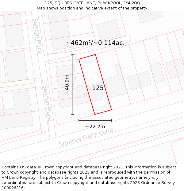 125, SQUIRES GATE LANE, BLACKPOOL, FY4 2QQ: Plot and title map