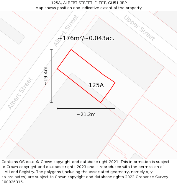 125A, ALBERT STREET, FLEET, GU51 3RP: Plot and title map
