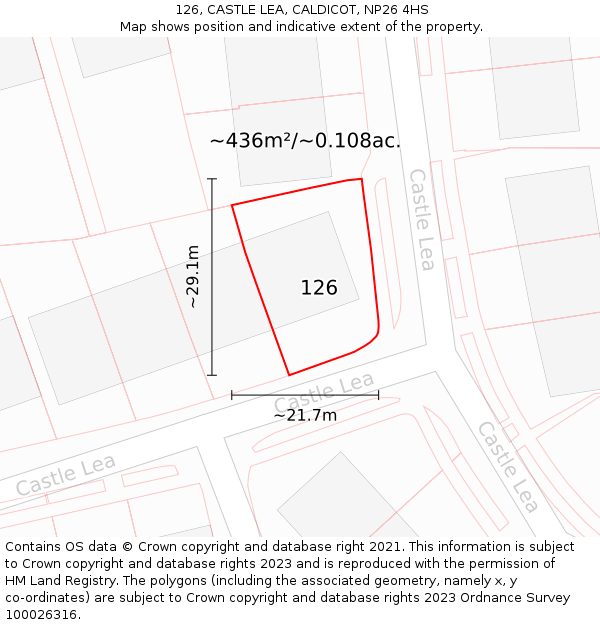 126, CASTLE LEA, CALDICOT, NP26 4HS: Plot and title map