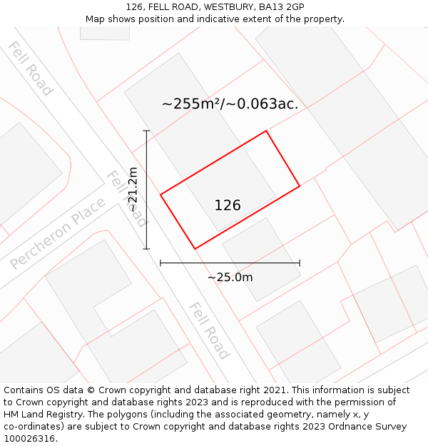 126, FELL ROAD, WESTBURY, BA13 2GP: Plot and title map