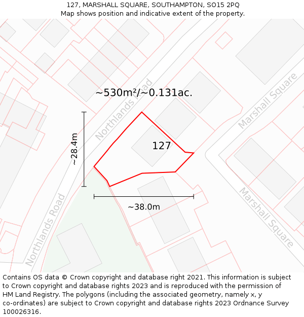 127, MARSHALL SQUARE, SOUTHAMPTON, SO15 2PQ: Plot and title map