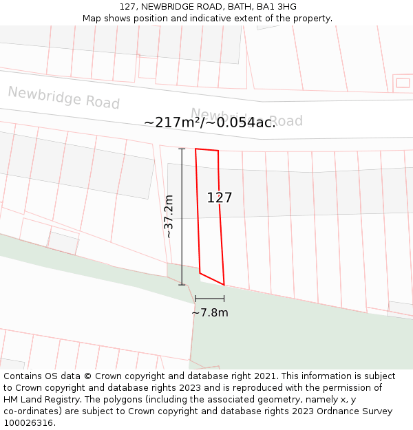 127, NEWBRIDGE ROAD, BATH, BA1 3HG: Plot and title map