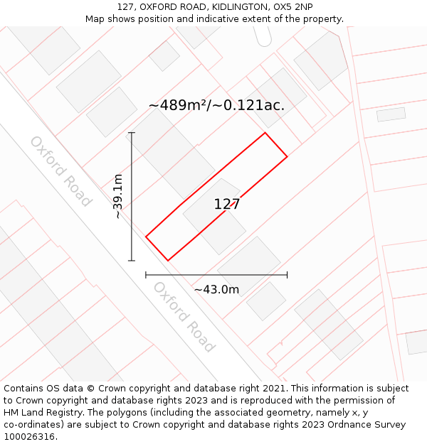 127, OXFORD ROAD, KIDLINGTON, OX5 2NP: Plot and title map