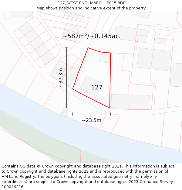 127, WEST END, MARCH, PE15 8DE: Plot and title map