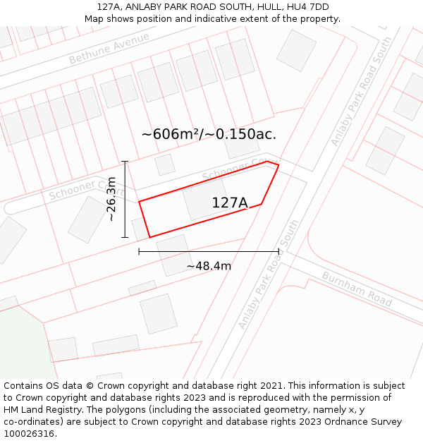 127A, ANLABY PARK ROAD SOUTH, HULL, HU4 7DD: Plot and title map